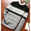 Men Sweater Fashion Design Round Neck Patchwork Knitted Sweaters