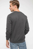 Men Hoodies Dark Grey Casual Long Sleeve Pullover Color Print SweatShirt