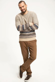 Men Pullovers Casual Classic Grid Pattern Knitted Top Tees Nude Long Sleeve Pullover