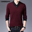 Men Sweater Autumn Winter Thick Warm Cashmere Wool Pullover With Button Turtleneck