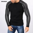 Men Sweater Fashion Striped Patchwork Slim Fit Casual Knitwear