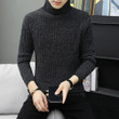 Men Sweater Striped Wool Knitting Turtle Neck Thermal High Quality Pullover