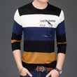 Men Casual Sweater O-Neck Striped Slim Fit Pullover Fashion Brand Design