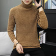 Men Sweater Striped Wool Knitting Turtle Neck Thermal High Quality Pullover