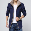 Men Winter Coat Long Sleeve Thick Warm Windbreaker Woolen Blended Coat
