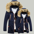 Men Parkas Thicken Warm Fur Collar Long Cotton Wadded Hooded Winter Coat