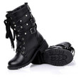 Women Boots New Fashion Punk Gothic Style Lace Up Belts Round Toe Motorcycle Boots