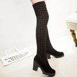 Women Boots Fashion Flat Bottom Over The Knee Thigh High Knitting Wool Long Boots