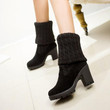 Women Boots Fashion Flat Bottom Over The Knee Thigh High Knitting Wool Long Boots