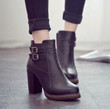 Women Short Cylinder Boots High Heel Fashion Design Leather Ankle Boots