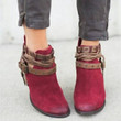 Women Boots New Fashion Style Suede Leather Buckle High Heeled Zipper Ankle Boots
