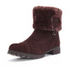 Genuine Leather Women Fur Wool Mid Calf Boots