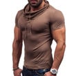 New Design Men Fashion Hooded Short Sleeve T-Shirt