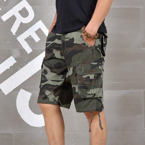 Men Casual Fashion Camouflage Elastic Waist Cargo Shorts
