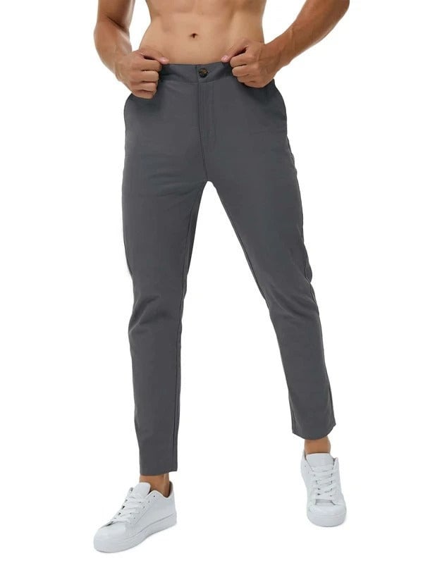Men Solid Zipper Fly Tailored Pants