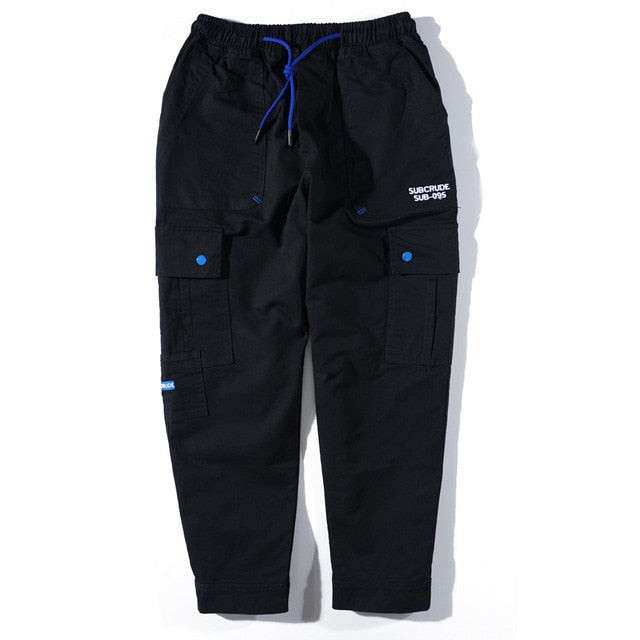 Solid Multi Pockets Men Streetwear Tactical Jogger Pants