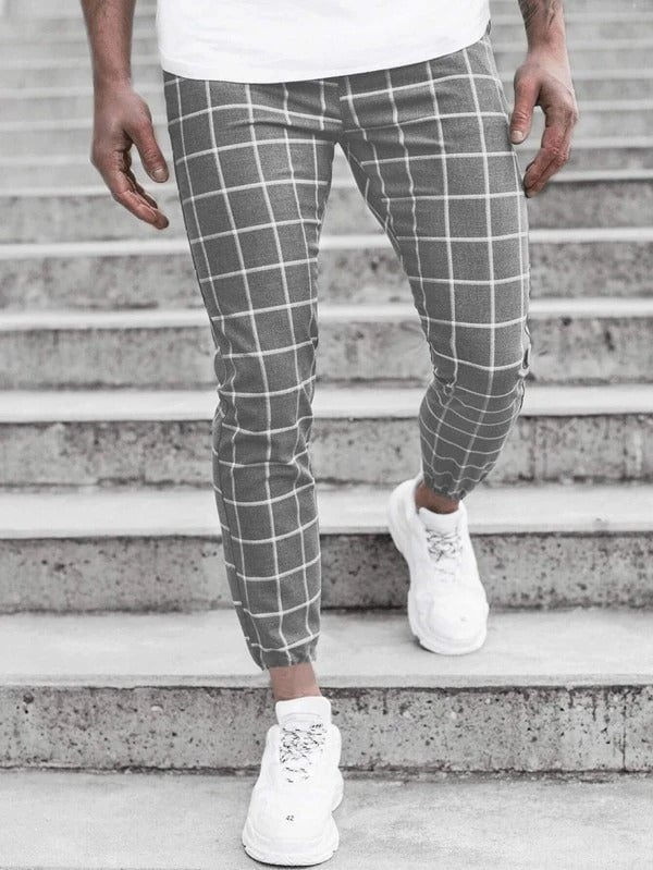 Men Grid Print Pants