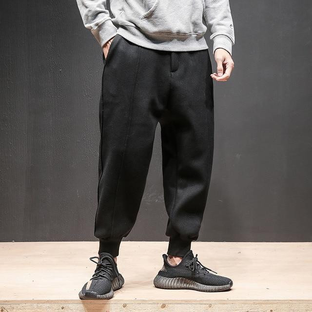 Solid Color Line Thickening Woolen Leisure Men Jogger Pants