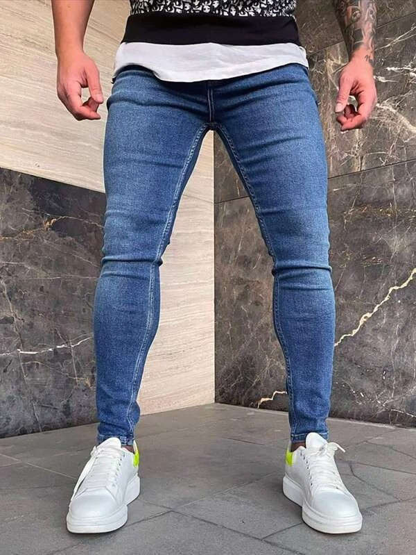Men High Waist Skinny Jeans