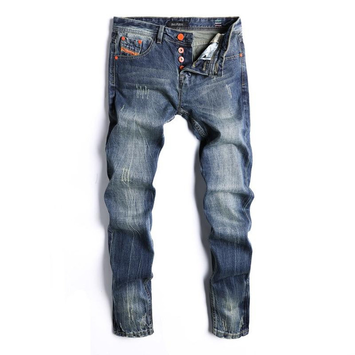 Fashion Men's Jeans Dark Blue Color Classical Ripped Jeans
