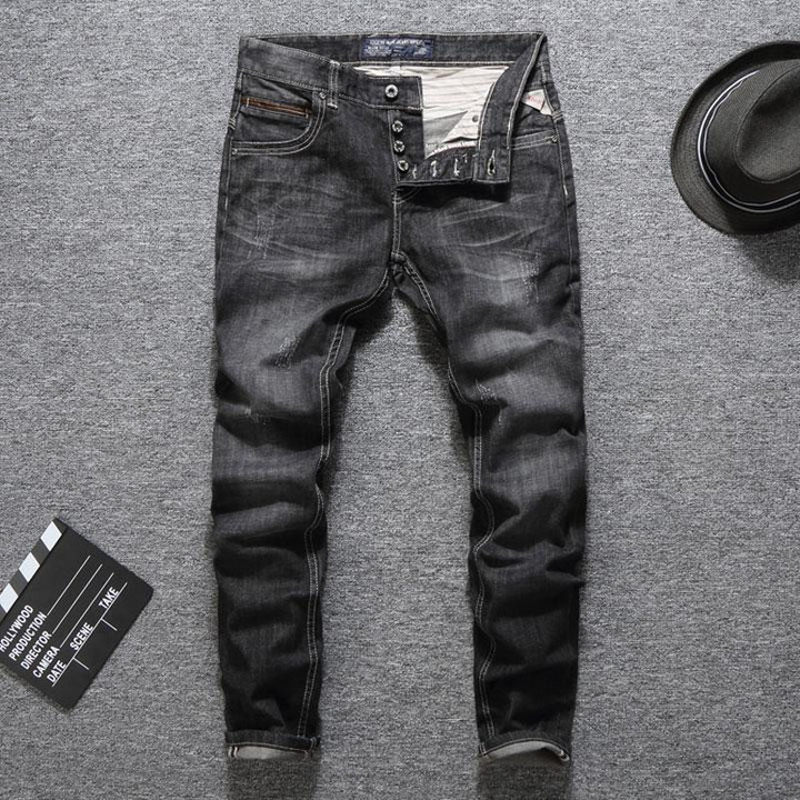 Italian Designer Men Jeans Fashion Streetwear Slim Fit Buttons Classical Jeans