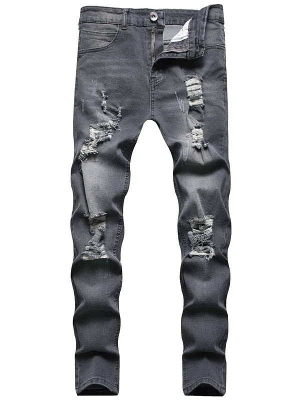 Men Slant Pocket Ripped Jeans