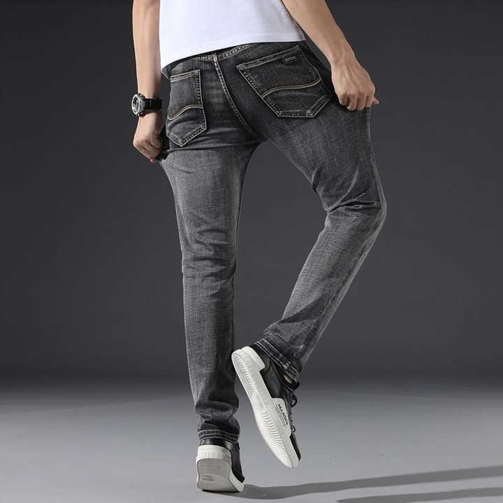 Classic Men's Jeans Fashion Casual Elastic Slim Fit Brand Design Jeans