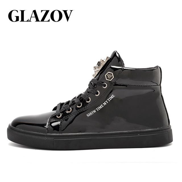 Men High Top Sneakers Italy Brand Design Luxury Leather Casual Shoes