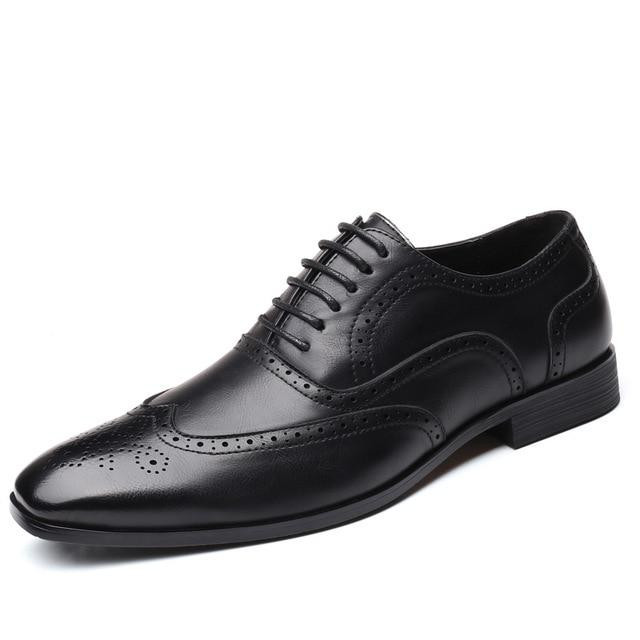 Men dress shoes genuine leather pointed toe fashion design oxford shoes