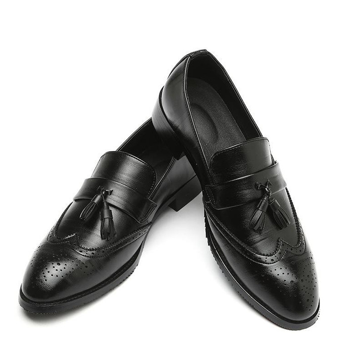 Men Luxury Leather Tassel Snakeskin Pattern Dress Shoes
