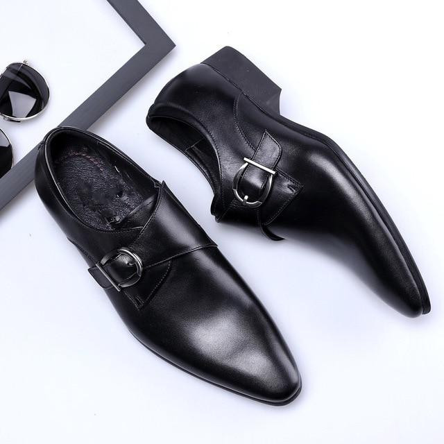 Men Dress Shoe Leather Formal Classic Italian Luxury Brand Slip On Formal Shoes