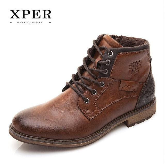 Men Boots Vintage Style  Fashion High Cut Lace-up Handmade Genuine Leather Ankle Boots