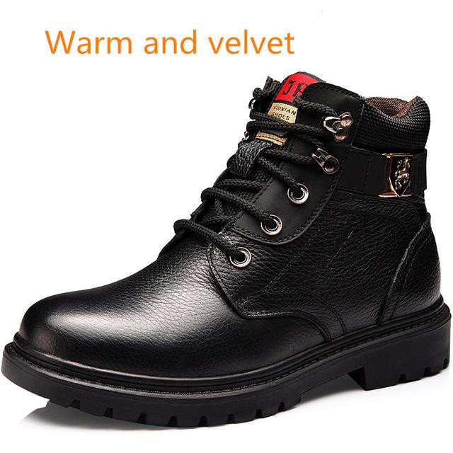 Men Boots Winter Warm Comfortable Fashion Genuine Leather Waterproof Boots