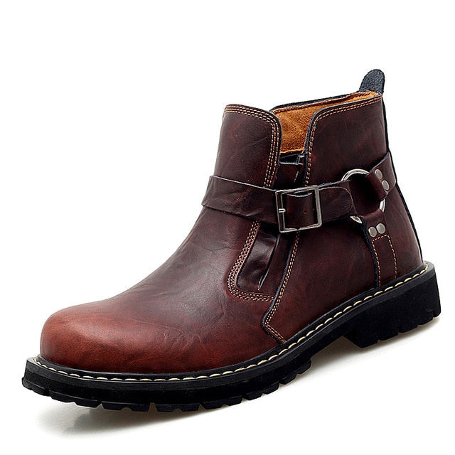 Men Fashion Genuine Leather Vintage Chelsea Boots