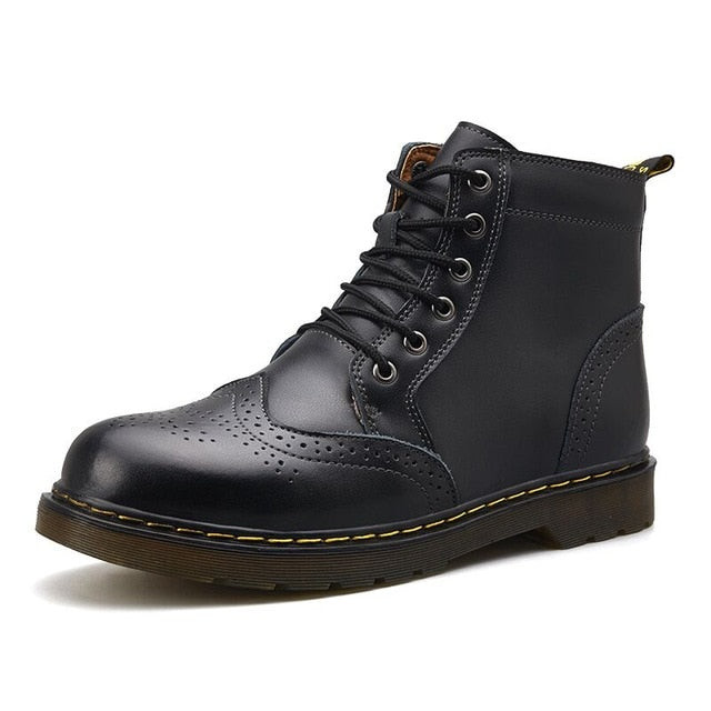 Premium Genuine Leather MenFashion Vintage Waterproof Ankle Boots