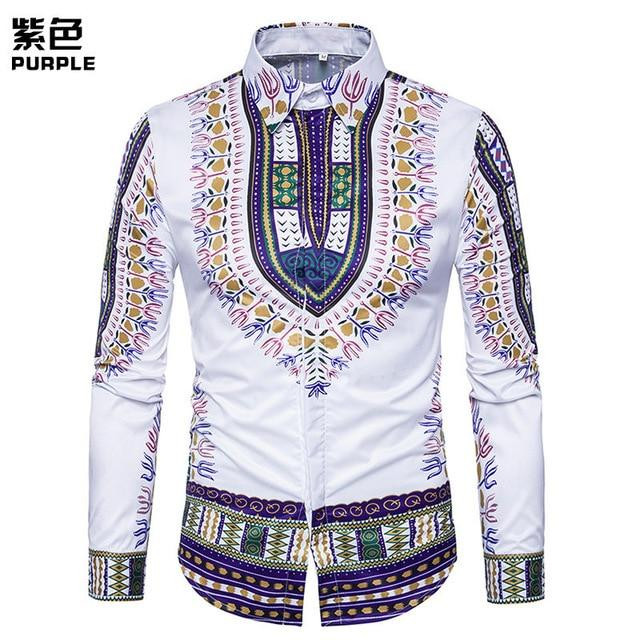 Luxury Fashio 3D Floral Pattern Men Fashion Long Sleeve Shirt