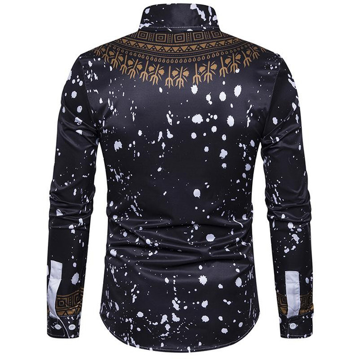 Men's Luxury Pattern printing fashion long sleeve Shirt