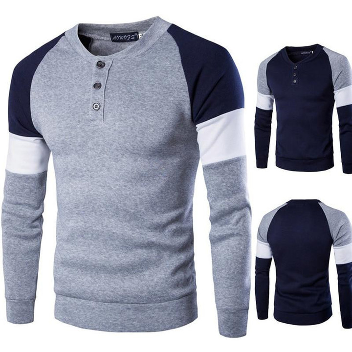 Men's Sweater Long Sleeve Cotton Casual Solid Color Slim Fit