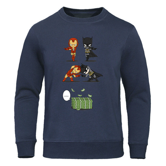 Funny Superhero Battle Men Casual Cotton Sweatshirt