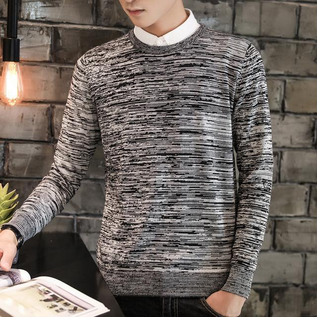 Men Sweater Top Brand Fashion Casual Striped Cotton  O-Neck Sweaters