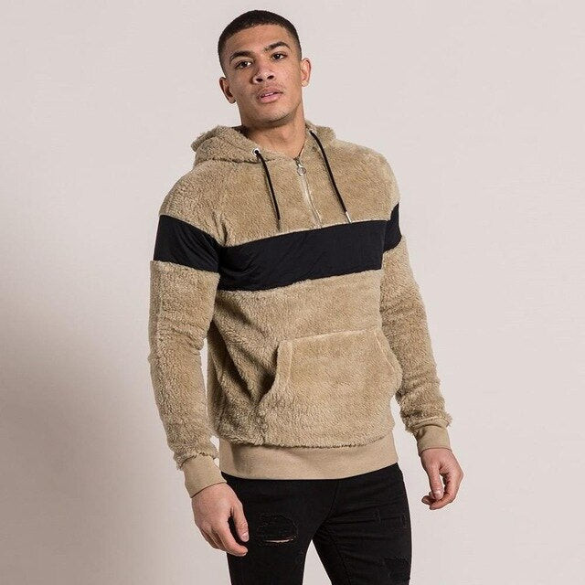 New Fashion Men Lambswool Casual Pullover Hoodies