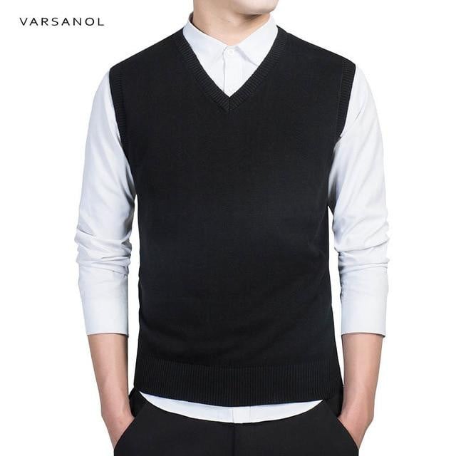 Men Sweater V-Neck Solid Slim Fit Knitting Cardigan