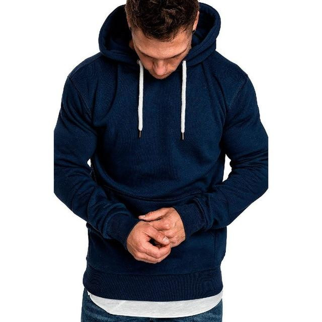 Men Hoodies Solid Color With Pocket Hip Hop Style
