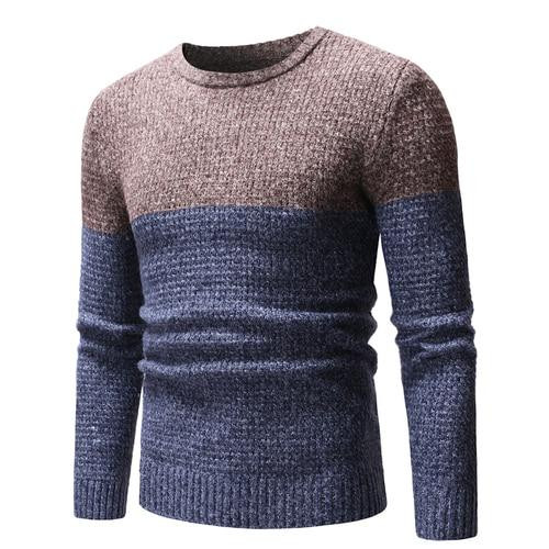 Men Pullovers New Fashion O-neck Collars Contrast Color Casual Sweater