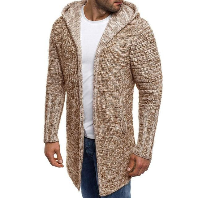 Men Sweater Slim Hooded Long Sleeve Fashion Knitted Cardigan