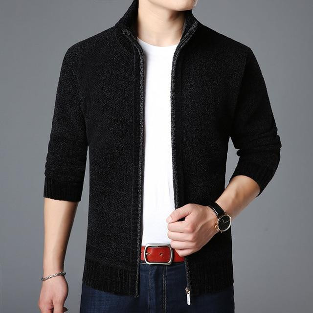 New Fashion Men Sweater Cardigan Thick Warm Slim Fit Knitwear Brand Designer