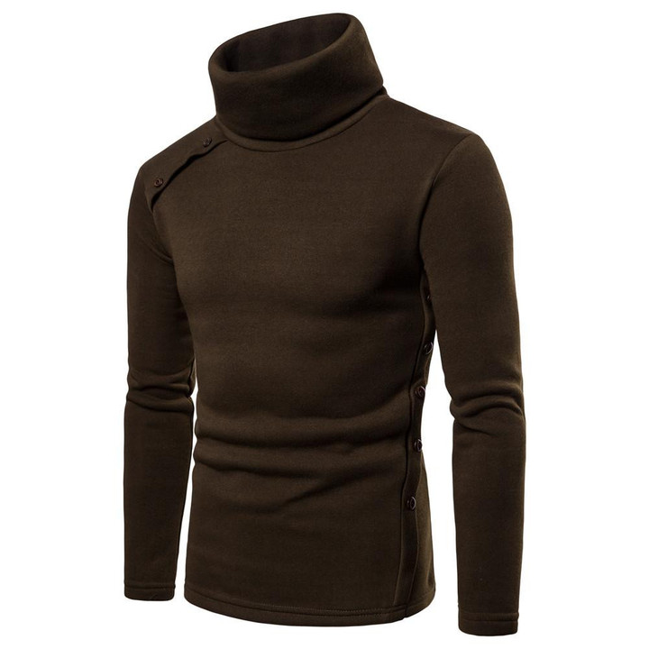 New Fashion Men Sweaters Thick Warm Knitted Slim Fit Turtleneck Sweater