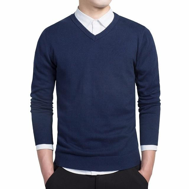 Men Casual Sweater Simple Style Thin Cotton Knitted Pullover