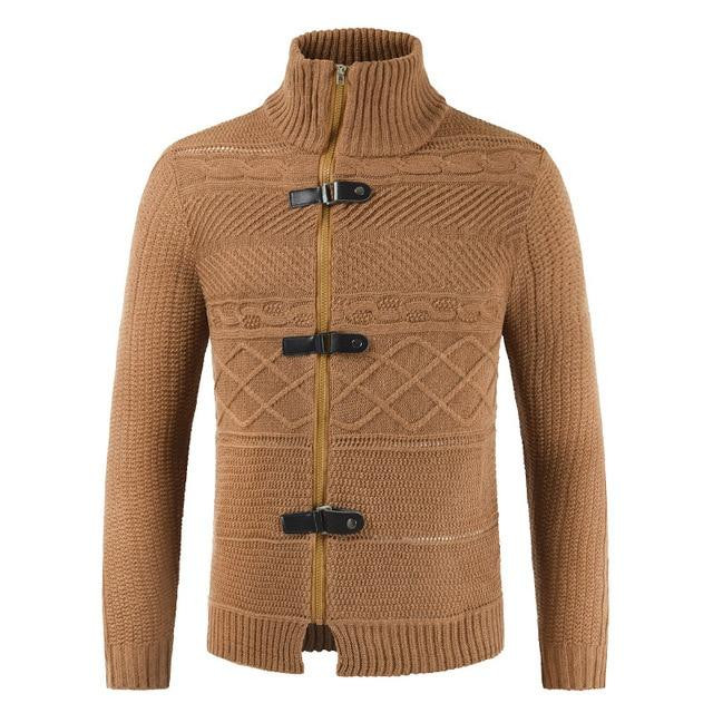 New Fashion Men Sweater Thick Warm Cotton Striped Cashmere Wool Liner Zipper Cardigan