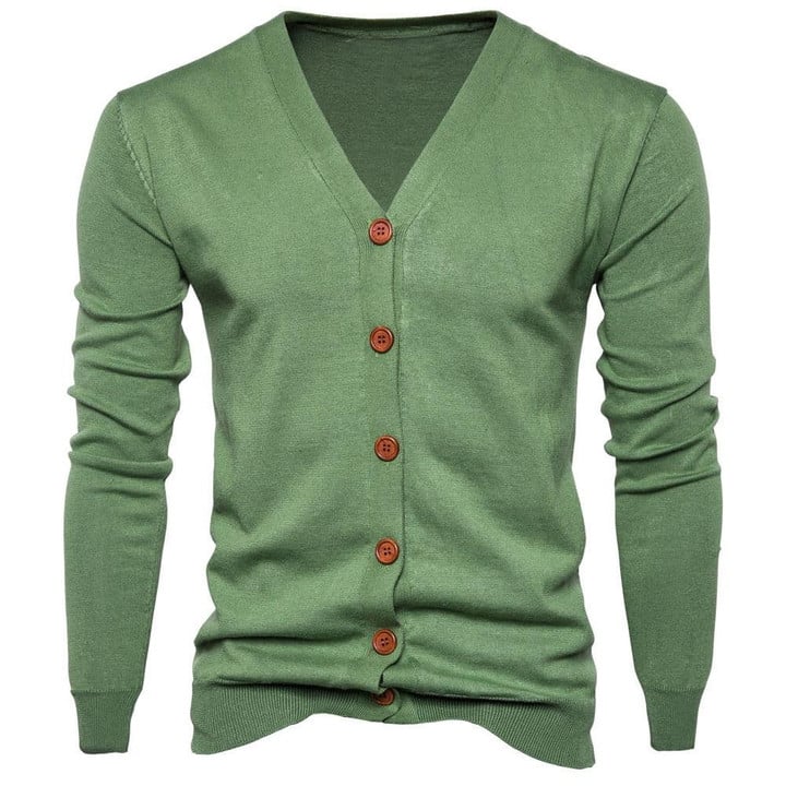 Fashion Men Sweater Casual Button V-neck Long Sleeve Cotton Knit Cardigan